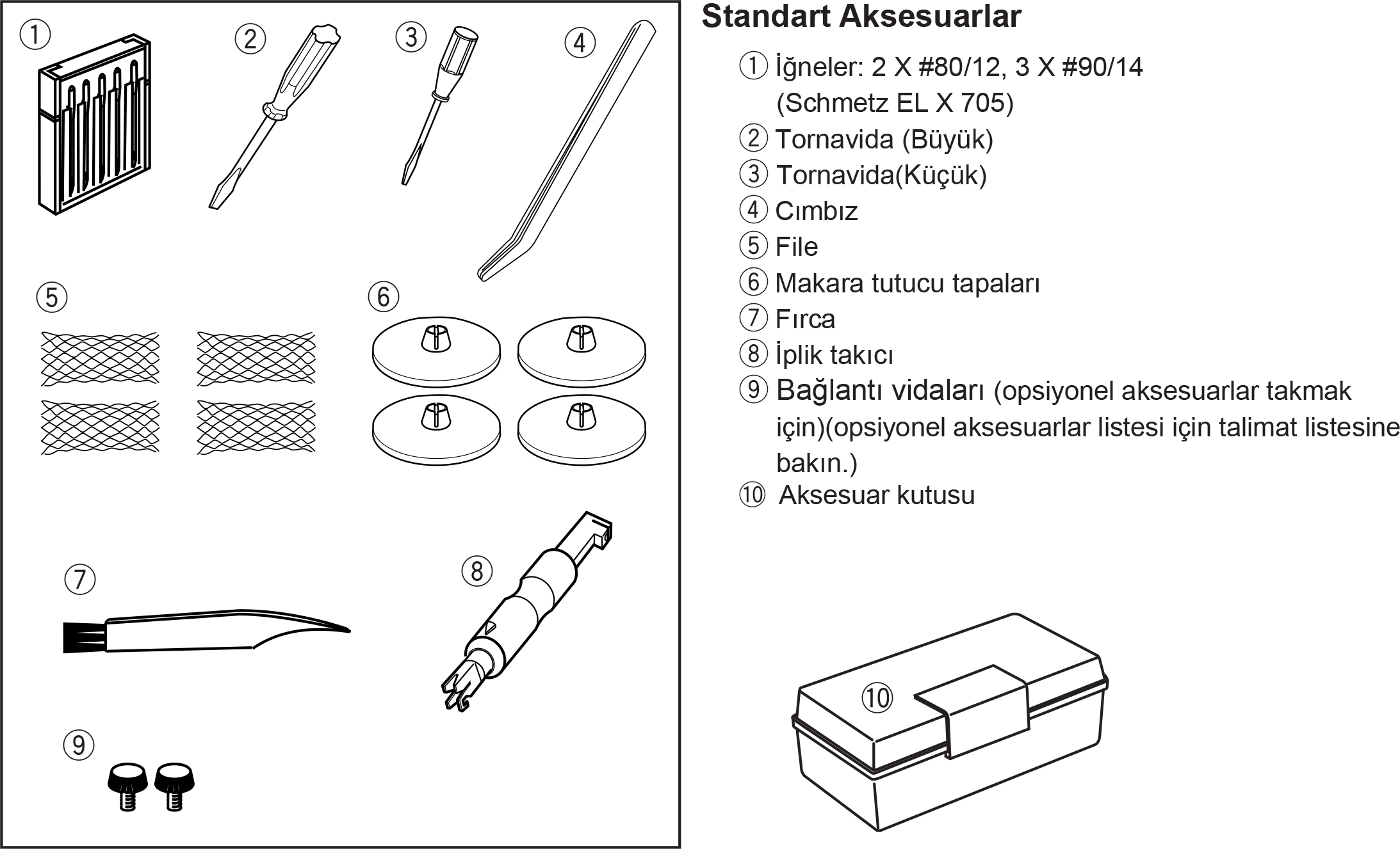 Janome 1000CPX Standart Aksesuarlar