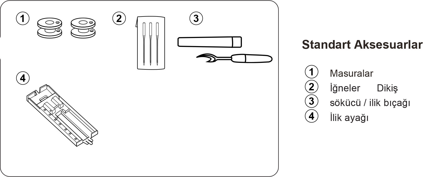 Janome 1008 Standart Aksesuarlar