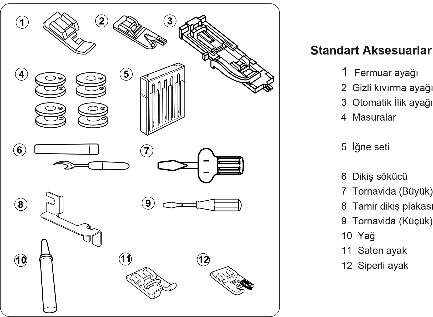 Janome 3022 Standart Aksesuarlar