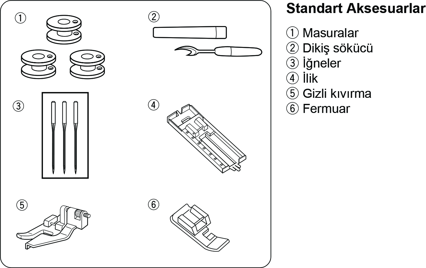 Janome TR1018 Standart Aksesuarlar